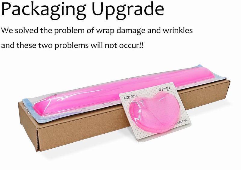 ABRONDA Gel Keyboard & Mouse Wrist Rest Set - Keyboard Wrist Rest Pad & Mouse Support for Office Gaming Pad Computer Laptop Ergonomic Comfortable Pain Relief-Pink Pad Set - Image 2